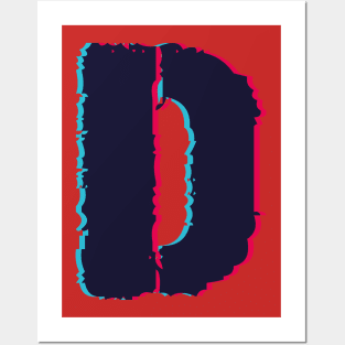 Glitch letter D, distorted letter D Posters and Art